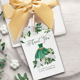 Dank u, Emerald Green en White Peony Princess Cadeaulabel