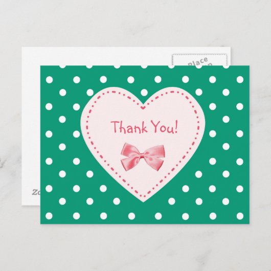 Dank u Emerald Green Heart Briefkaart (Voorkant / Achterkant)