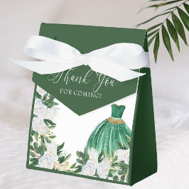 Dank u, Emerald Green White Peony Princess Dress Bedankdoosjes