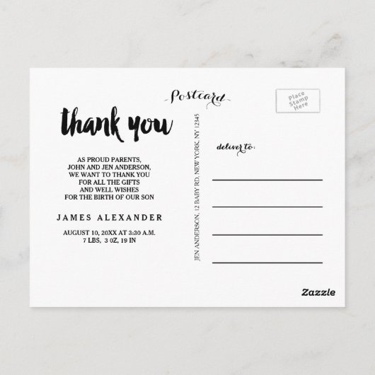 Dank u en het Briefkaart van de Aankondiging van d (Achterkant)