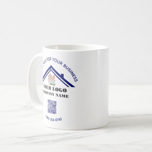 Dank u en Uw BedrijfsQR Code Koffiemok (Voorkant links)
