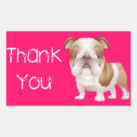 Dank u Engels Bulldog Puppy Dog Roze Stickers (Voorkant)