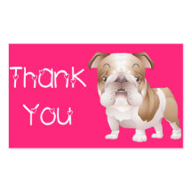 Dank u Engels Bulldog Puppy Dog Roze Stickers