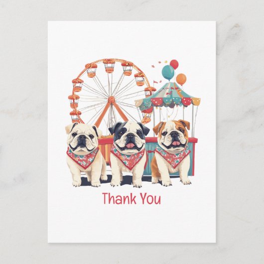 Dank U Engelse Bulldogs Op Een Kermis  Briefkaart (Voorkant)