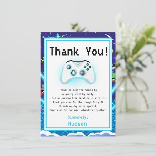 Dank u Epic Gamer Verjaardag Kritische Hit! Bedankkaart (Staand voorkant)