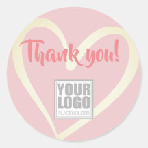 Dank u Etiketten Licht Roze Roos Liefde Hart Logo