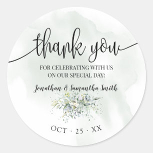 Dank u eucalyptus succulent bruiloft ronde sticker