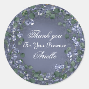 Dank u Eucalyptus verjaardag bruid Smoky Blue Ronde Sticker