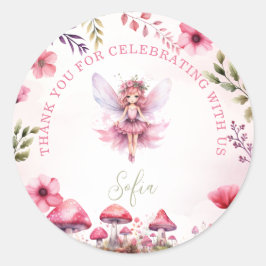 Dank u Fairy First Birthday Enchanted Forest Ronde Sticker