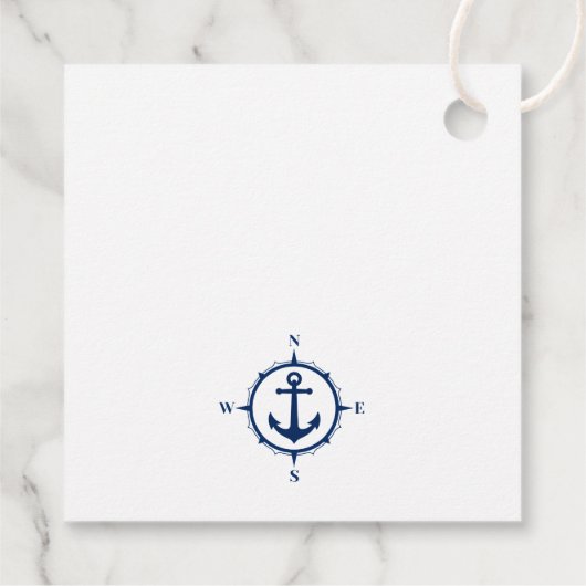 Dank u familienaam Anchor Compass Navy Blue Bedankjes Labels (Achterkant)