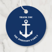 Dank u familienaam boot anker marine blauw bedankjes labels (Voorkant)
