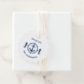 Dank u familienaam Seahorse Anker Navy Blue Bedankjes Labels (In situ)
