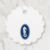 Dank u familienaam Seahorse Anker Navy Blue Bedankjes Labels (Achterkant)