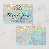 dank u faux glitter opal achtergrond visitekaartje (Voorkant / Achterkant)