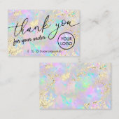 Dank u Faux Glitter Opal Texture visitekaartje (Voorkant / Achterkant)