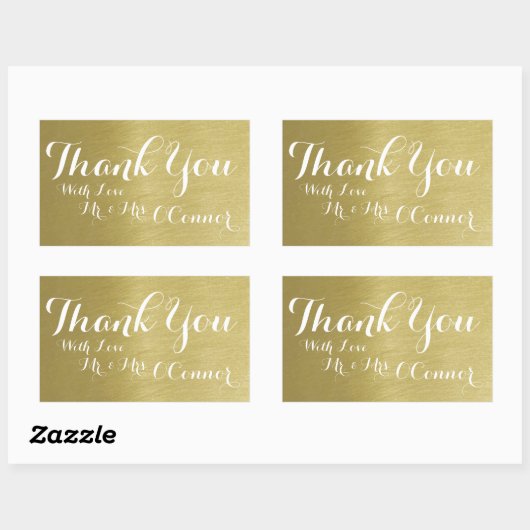 Dank u Faux Gold Rechthoekige Sticker (Vel)