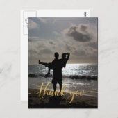 Dank u Faux Gold Typografie gepersonaliseerd Briefkaart (Voorkant / Achterkant)