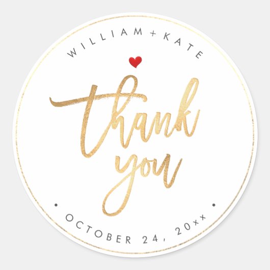 Dank u, Faux Goud Modern Script DIY Achtergrond Ronde Sticker (Voorkant)