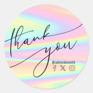 dank u faux holografische pastel ronde sticker