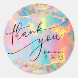 Dank u Faux Iridescent Opal Ronde Sticker
