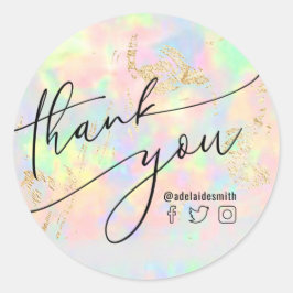 Dank u Faux Iridescent Opal Ronde Sticker