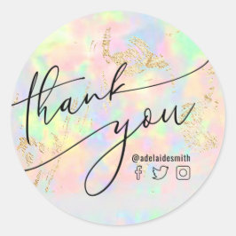 Dank u Faux Iridescent Opal Ronde Sticker