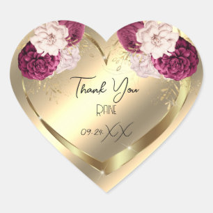 Dank U Favor Bloem Hart Bruids Sweet16th Goud Sticker