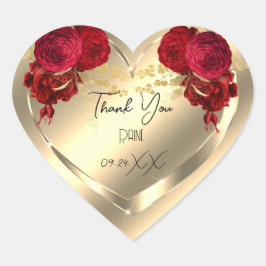 Dank U Favor Bloem Hart Bruids Zoete 16t Goud Sticker