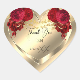Dank U Favor Bloem Hart Bruids Zoete 16t Goud Sticker
