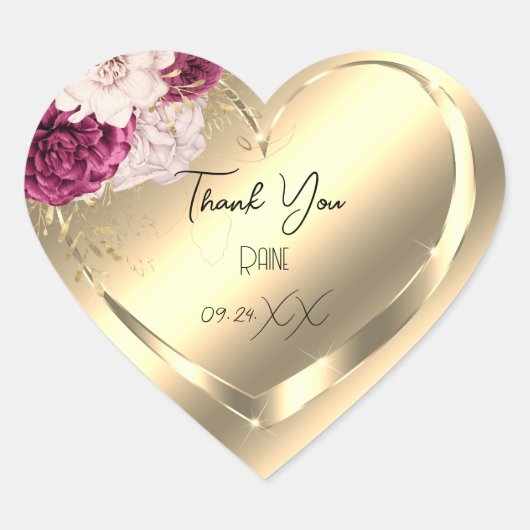 Dank U Favor BloemGouden Hart Bruids Sweet 16th Sticker (Voorkant)
