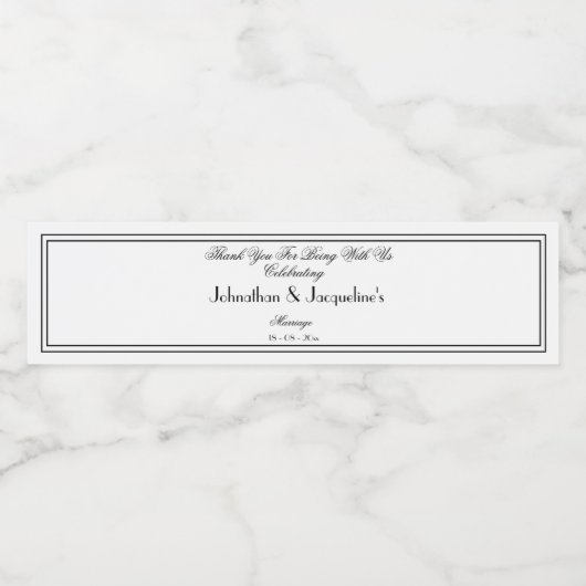 Dank u Favor Elegant Romantisch Bruiloft Favor Waterfles Etiket (Enkel label)