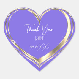 Dank U Favor Gouden Hart Bruiloft Paars Sticker