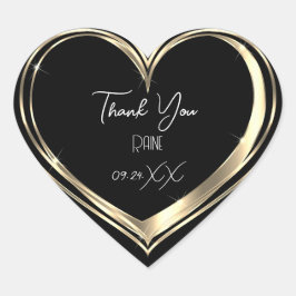 Dank U Favor Gouden Hart Bruiloft Zwart Sticker
