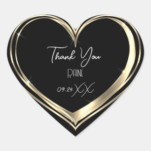 Dank U Favor Gouden Hart Bruiloft Zwart Sticker