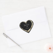 Dank U Favor Gouden Hart Bruiloft Zwart Sticker (Envelop)