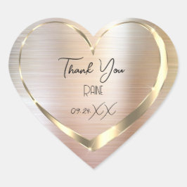 Dank U Favor Metaal Gouden Hart Bruiloft Sweet 16t Sticker