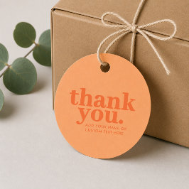 Dank u Favor Tags | Retro Vintage Perzik Oranje Bedankjes Labels
