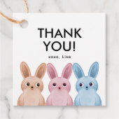 Dank u feest label met leuke baby konijntjes (Voorkant)