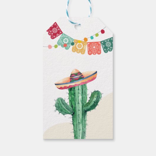 Dank u Fiesta Cactus Waterverf Douche Favor Cadeaulabel (Achterkant)