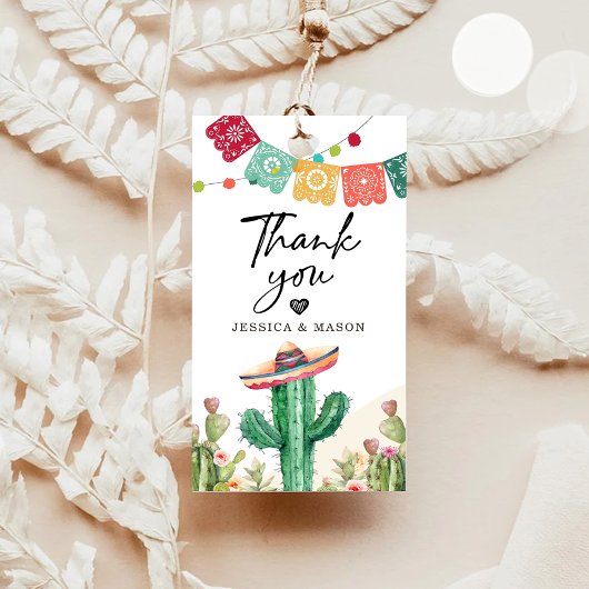 Dank u Fiesta Cactus Waterverf Douche Favor Cadeaulabel