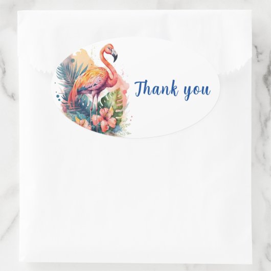 Dank u Flamingo Ovale Sticker (Tas)