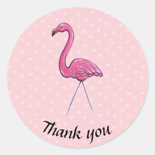 Dank u flamingo polka dot ronde sticker (Voorkant)