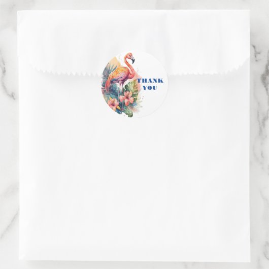 Dank u Flamingo Ronde Sticker (Tas)