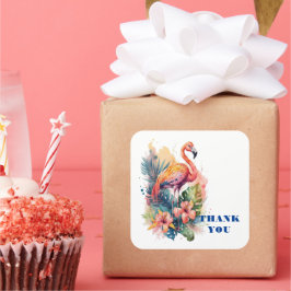 Dank u Flamingo Vierkante Sticker