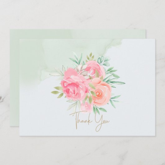Dank u Floral Bedankkaart (Voorkant / Achterkant)