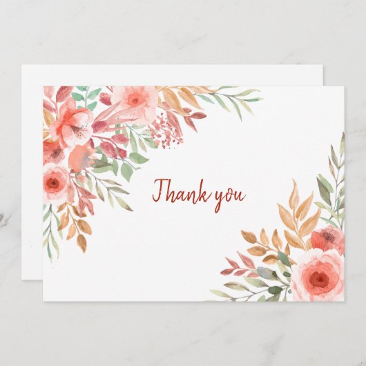 Dank u Floral Bedankkaart (Voorkant / Achterkant)