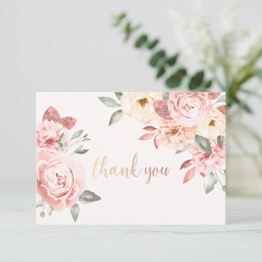 Dank u Floral Bedankkaart (Staand voorkant)