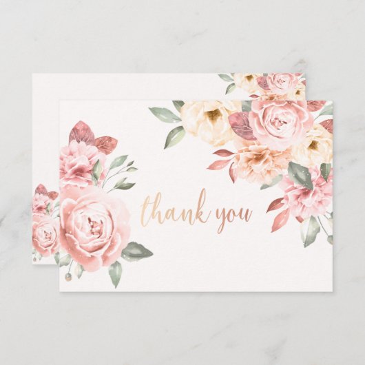 Dank u Floral Bedankkaart (Voorkant / Achterkant)