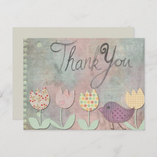 Dank u Floral Briefkaart (Voorkant / Achterkant)