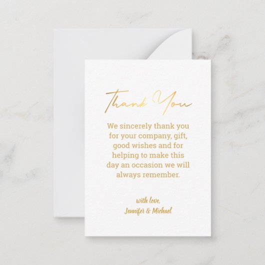 dank u , floral bruiloft foto goudvork rood notitiekaartje (Achterkant)